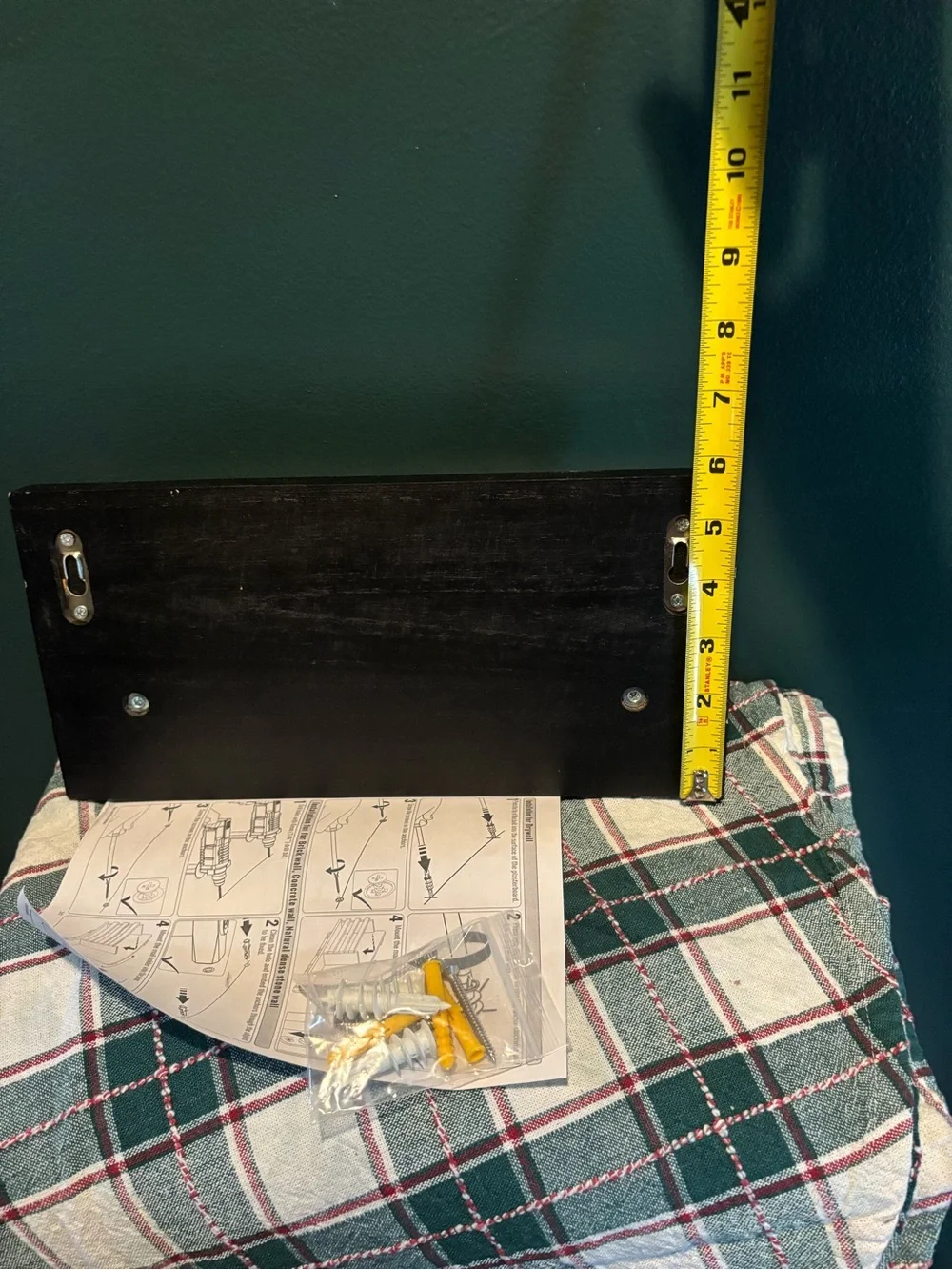 Home Sweet Home Black Wooden Wall Mail/Key Holder with Hooks Hardware Included